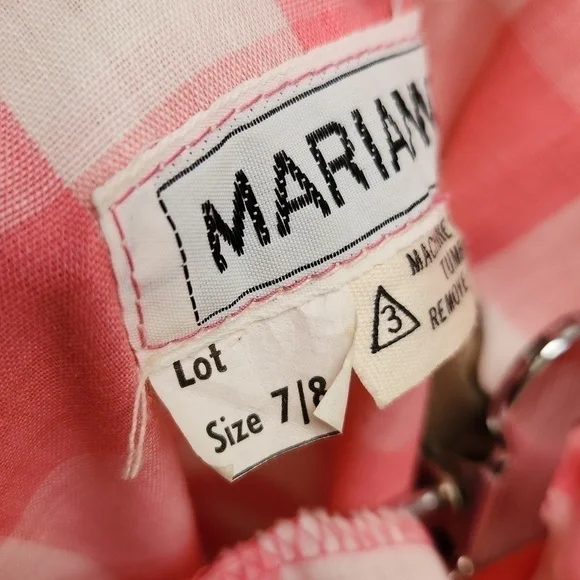 Gingham Check Pink Ruffle Vtg Dress - Picture 9 of 9